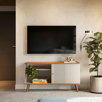 Rack de TV 120 x 64 x 36 cm natural y beige