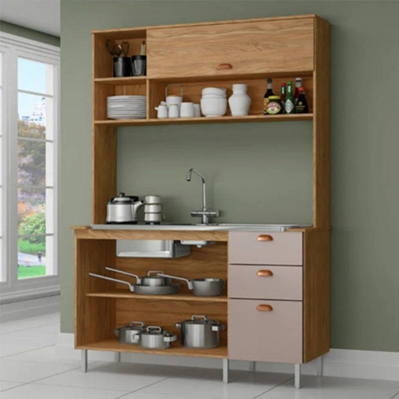 Kit Cocina Compacta 4 Puertas 3 Cajones Nogal/cinnamon