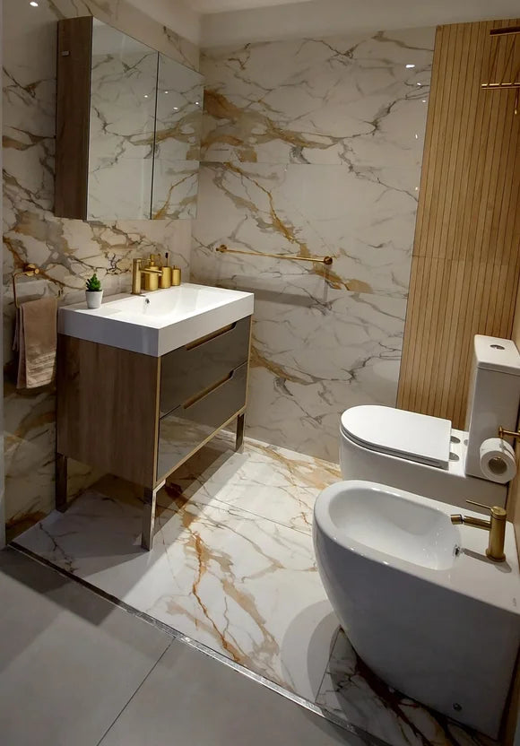 Porcelanato Massa Gold interior blanco brillante 60 x 120 cm