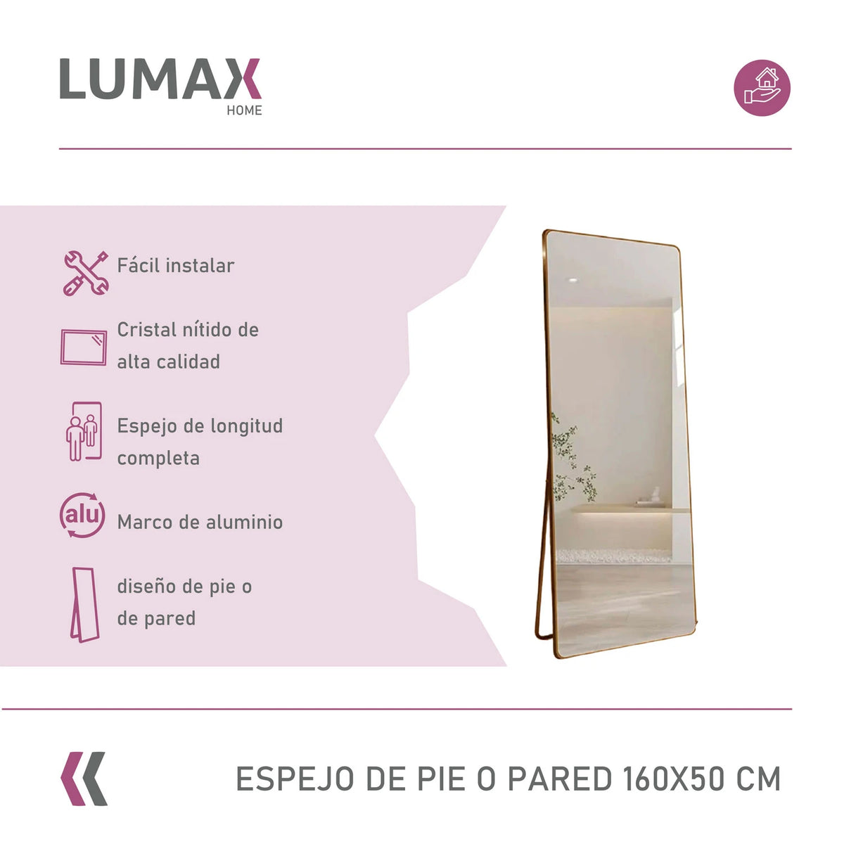 Espejo de pie o pared Glamour Lumax