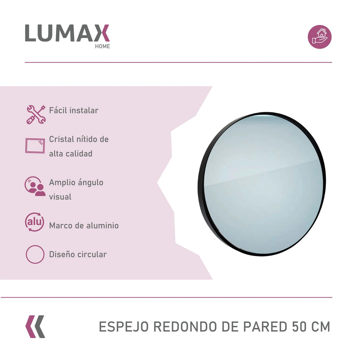 Espejo redondo de pared Lumax