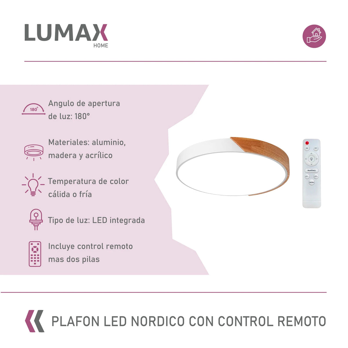 Plafon Techo Lumax Led con control remoto