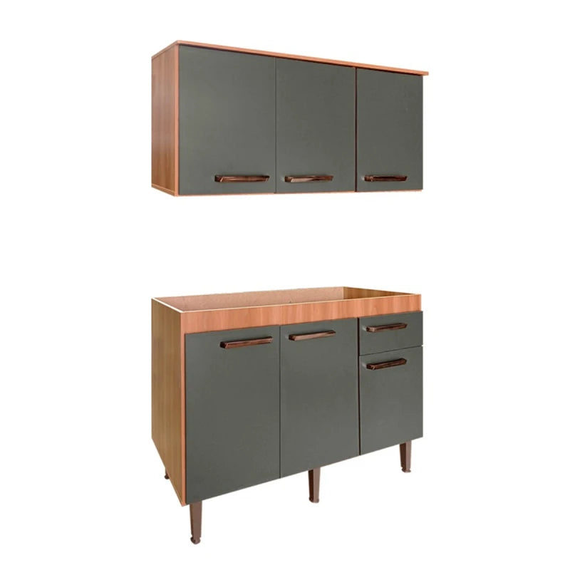 Bajo Mesada + Mueble Aéreo De Cocina + Pileta Premium ® Color Gris Grafito
