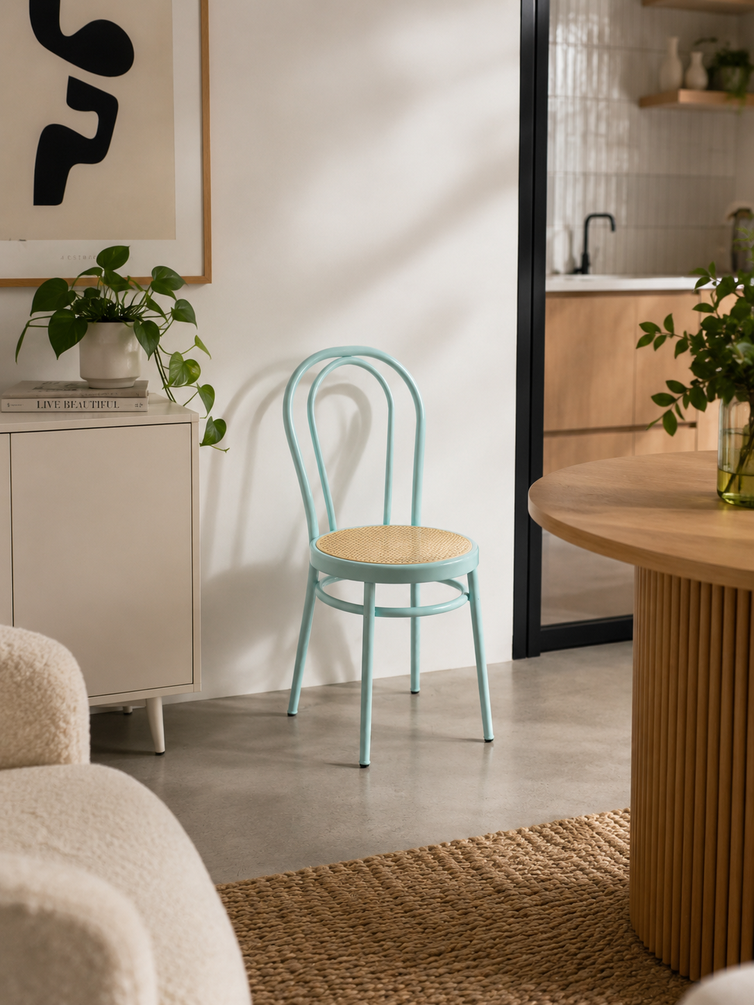 Silla de comedor menta y natural