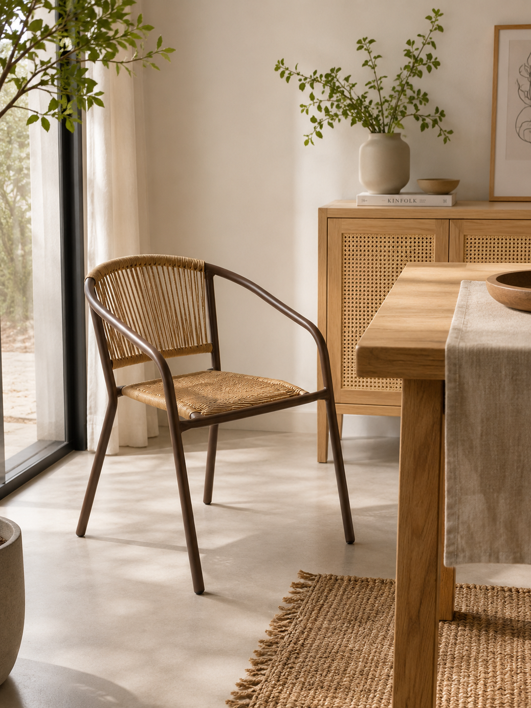 Silla con apoyabrazos en beige