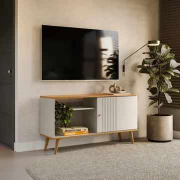 Rack de TV 120 x 64 x 36 cm natural y beige