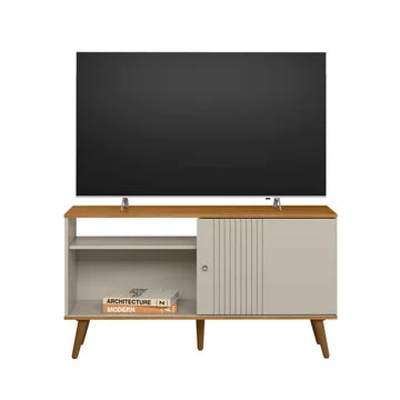 Rack de TV 120 x 64 x 36 cm natural y beige