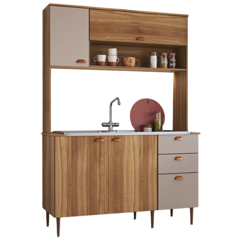 Kit Cocina Compacta 4 Puertas 3 Cajones Nogal/cinnamon