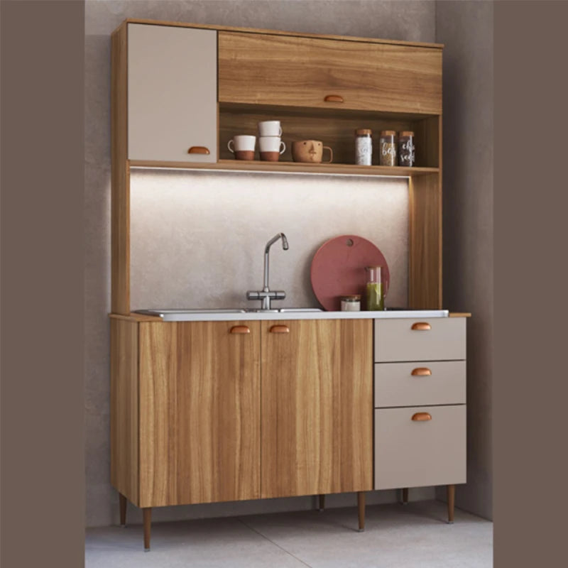 Kit Cocina Compacta 4 Puertas 3 Cajones Nogal/cinnamon